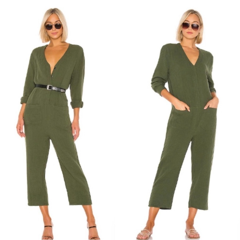 The GREAT. The Union Coverall Jumpsuit Olive Green